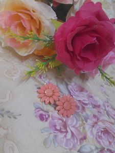 Pink Color Flower Earings