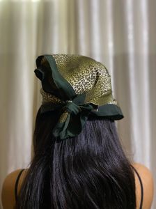 Vintage Leopard Print Green Square Size Scarf