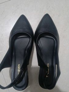 T-Eleven Black Slingback Kitten Heels