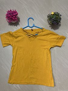 Cute Yellow V-Neck Top