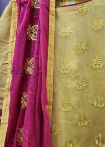 Yellow Kurti with Pink Dupatta