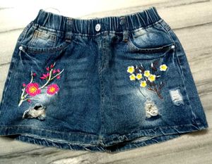 🍀🤎Y2K FORAL DENIM SHORT SKIRT(SKORT)