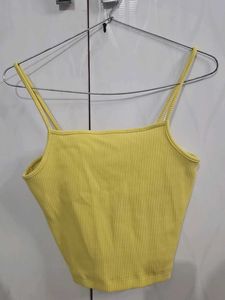 Yellow Ribbed Crop Top
