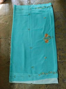 Teal Embroidered Saree