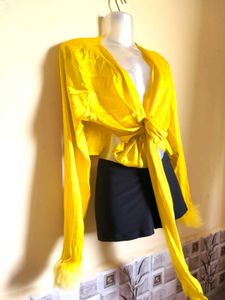 BOGO🎁Buy One Get 1 Free🎁Yellow Tie-Front Top