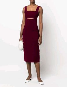 Burgundy Cutout Midi Dress