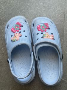 Cute Blue Clogs with Charms Size 38