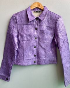 Purple Snake Print Cropped Jacket