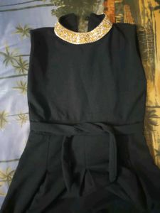 Beautiful Black Onepiece With Neck Work