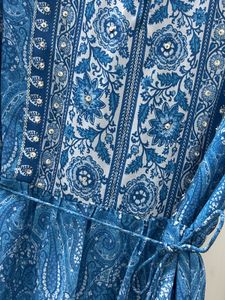 Blue Paisley Print Maxi Dress