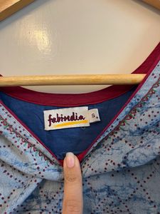Blue &amp; Red Accent Tunic Dress Fabindia