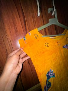 Umbrella kurti yellow coloured