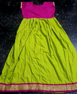 Beautiful Parrot Greeb And Pink Full Gown