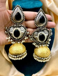 Teal Jhumka Earrings