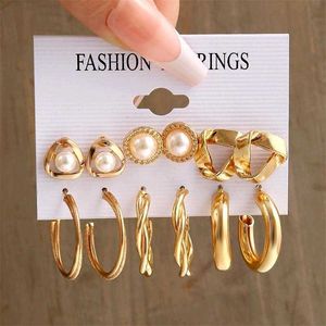 Pack Of 6 Gold Plated Studs And Hoop Earings
