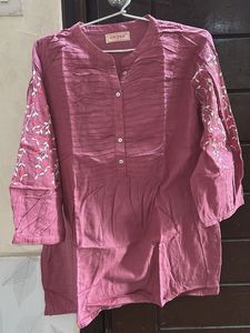 Embroidered Pink Tunic Top