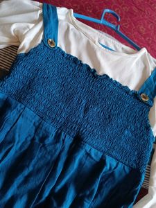 Double Bell Sleeves Blue Coloured Top