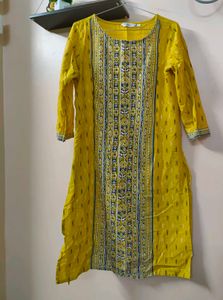 Yellow Printed Kurta