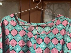 Printed Beautiful Short Cotton Kurti ,3/4 Sleeves