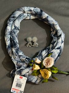 Aesthetic Stole Paired With Oxidised Earrings