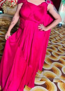 Rani Pink , Western  Ready to wear saree