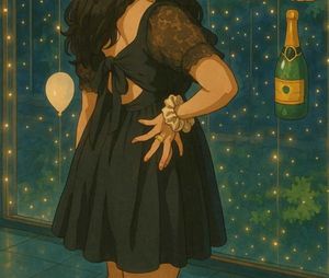 Black Lace Sleeve Dress