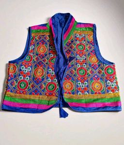Cotton Embroidered Multicolour Vest/ Koti