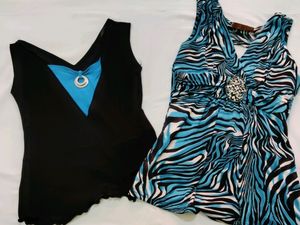 set of 2 black n blue tops