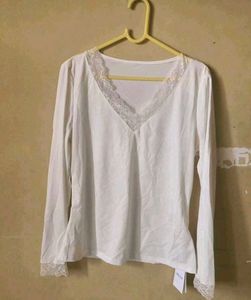 White Lace Border Top