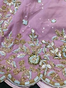 Embroidered Lavender Fabric