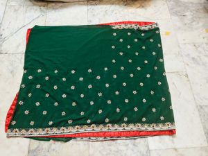 Dark Green 🍏 Saree Heavyworks 💎