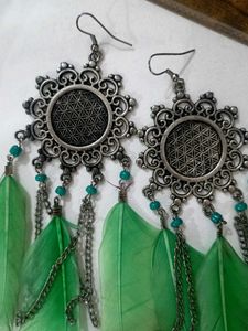 Boho Feather Dangle Earrings