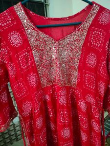 Red Printed Kurta