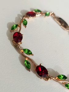 Floral Red &amp; Green Gem Bracelet