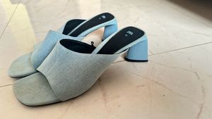 Block Heel Sandals- Denim
