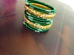 Green &amp; Gold Bangle Set