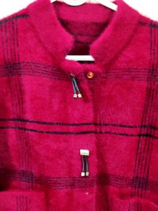 imported luxury berry plaid women&#39;s cardigan/jacke