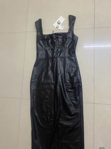 Newme Black Leather Bodycon Dress