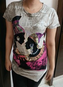 Picknmix Women Girl Print Embellished Casual Top