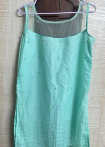 Aqua Pearl Embellished Tunic
