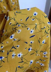 Mustard Floral Smocked Off-Shoulder Midi Dress