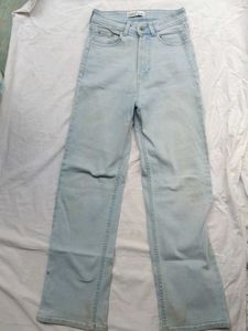 washed blue straight fit jeans