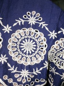 Floral Embroidery Navy Vintage Dress