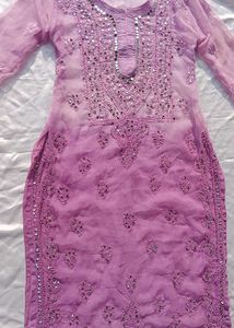 Tie Dry Lavender Chikankari Mirror Work Kurti💜
