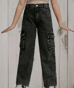 Charcoal Grey Unisex 6 Pockets Cargo Jeans