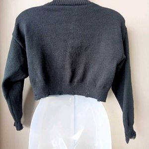 Distressed Cropped Sweater
