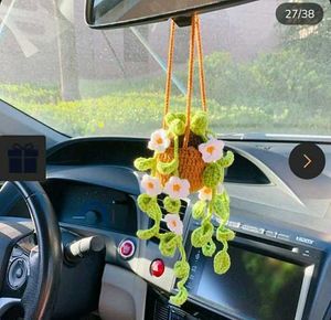 Crochet Car Hanging Plants And Flowers