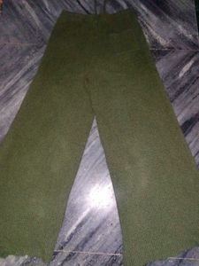 Olive Green Knit Palazzo Pants