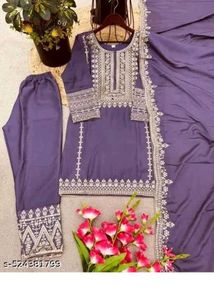 Purple Embroidered Salwar Kameez Set
