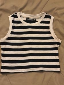 Black And White Striped Crop Top